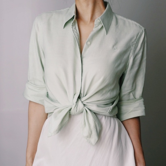 Vintage Tops - Vintage 100% Linen Blouse Mint/Sage Green Chaps Vintage Tops - Vintage 100% Linen Blouse Mint/Sage Green Chaps